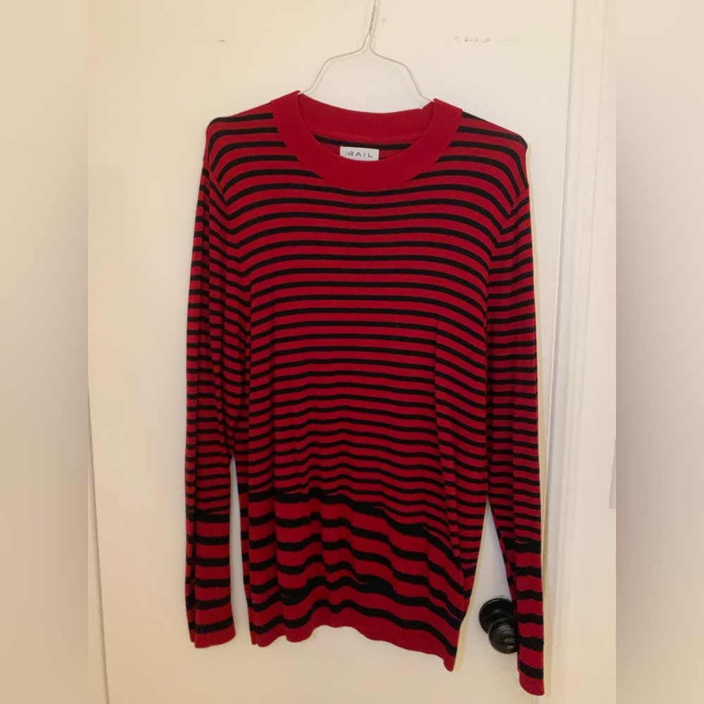 The Rail stripped Red and Black Tight-knitted Sweater